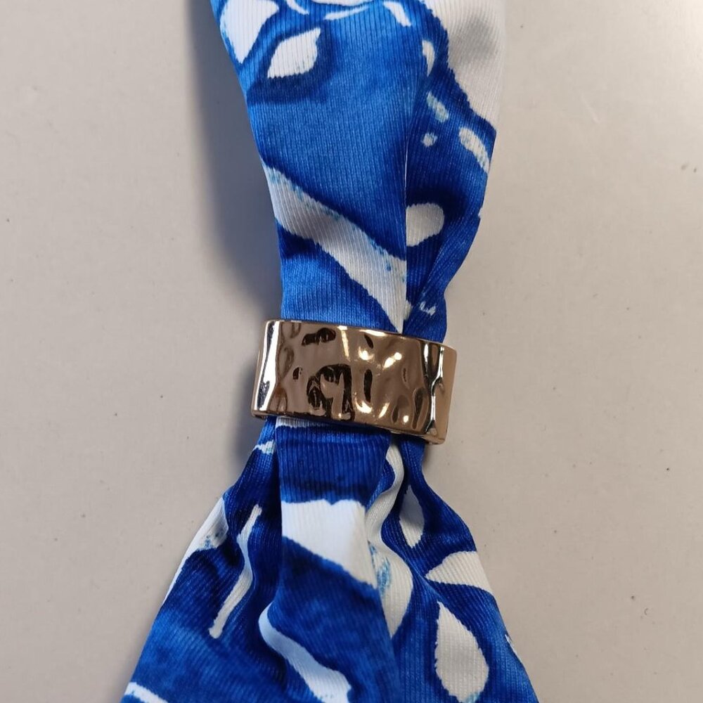 Swim Top LAUREN RALPH LAUREN Halter Tie Triangle Blue and White Sz 12 NEW - Picture 3 of 7